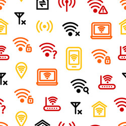 wifi wreless thin line seamless pattern background vector image