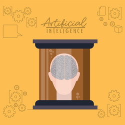 Artificial intelligence poster with human head Vector Image