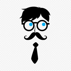 Geek nerd guy with mustache vector