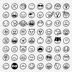 Set of hand drawn doodle faces emotions Royalty Free Vector