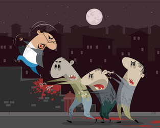 man running away from zombie vector image