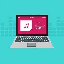 media player application app template with flat vector image