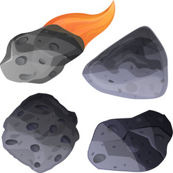 meteorite icon set cartoon style vector image