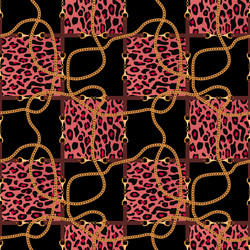 Seamless damask pattern gold on black and animal Vector Image