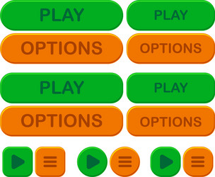 set game bright button options and play in green vector