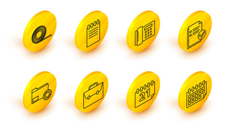 set line calendar briefcase folder settings vector image