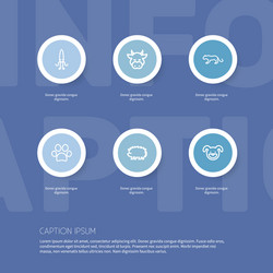 set of 6 editable zoo outline icons includes vector image