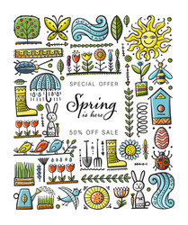 spring time background gardening frame design vector image