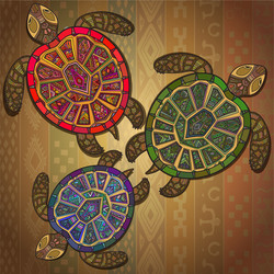 background pattern with three turtles vector