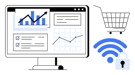 digital analytics dashboard with e-commerce vector image