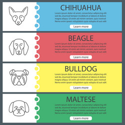 Dogs breeds web banner templates set vector