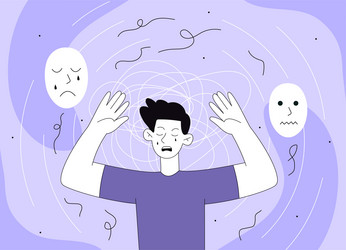 man with nervous problem line vector image