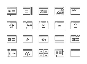 Minimal Line Icons - Coding & Apps vector image