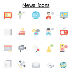 news icon set in flat color style vector image