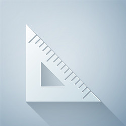 paper cut triangular ruler icon isolated on grey vector image