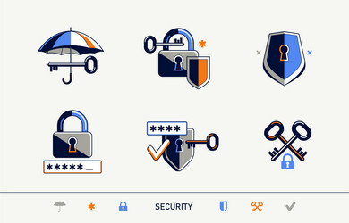 password access shield and padlock with key vector image