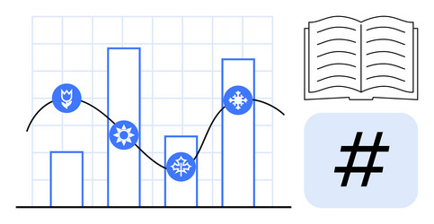 seasonal data analysis with bar graph line chart vector image
