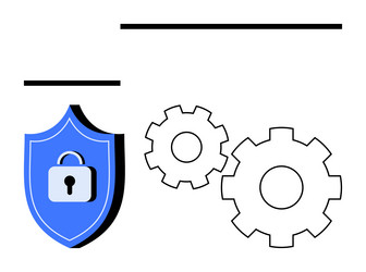 shield with lock and gears representing vector image