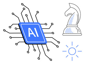 artificial intelligence chip with circuit vector image