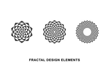 Circular fractal design elements vector