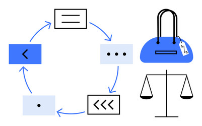 circular process flowchart with arrows and scales vector image