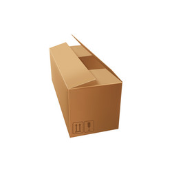 half open cardboard box with fragile label isolate vector image