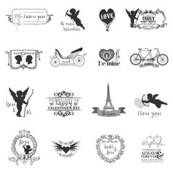 Scrapbook love set of design elements Royalty Free Vector
