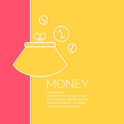 wallet and coins in a linear style vector image