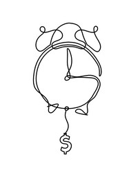 abstract clock with dollar as line drawing vector image