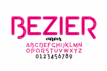 bezier curves format style font design alphabet vector image