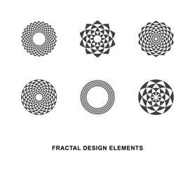 Circular fractal design elements vector