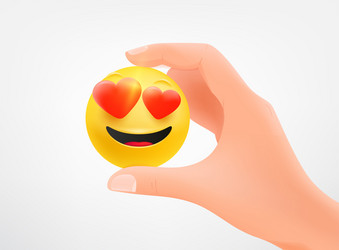 man holding emoji in a hand vector