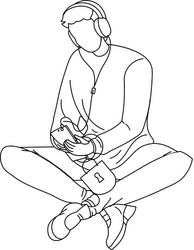 man using mobile cellular for listen music vector image
