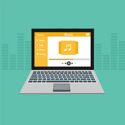 media player application app template with flat vector image