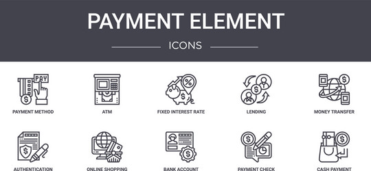 Payment element concept line icons set contains vector