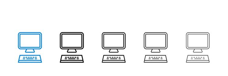 computer icons in five different stroke sizes vector image