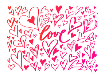 Hand drawn doodle heart elements creative vector