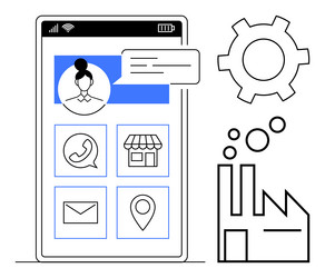 mobile app interface with communication and online vector image