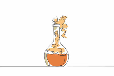 one single line drawing of erlenmeyer flask vector image