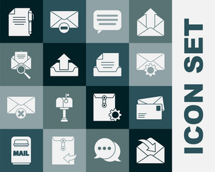 set envelope setting speech bubble chat upload vector image