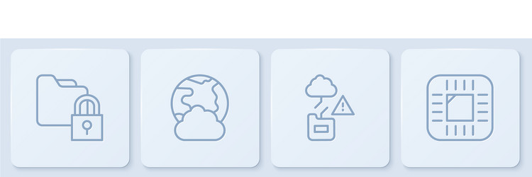 set line folder and lock cloud technology data vector image