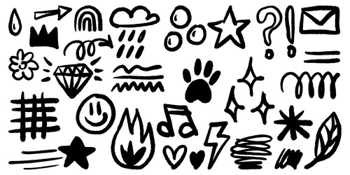 bold brush hand drawn doodle style collection Vector Image