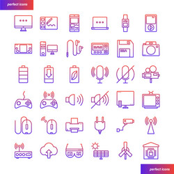 Device and technology gradient icons set vector