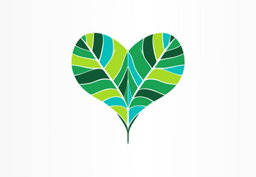 green leaf in a heart shape icon design love vector