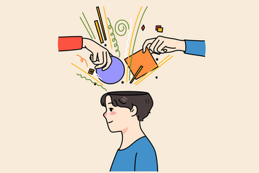 Hands Placing Objects in Head vector image