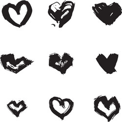 Ink Heart Symbol Set - Abstract vector image