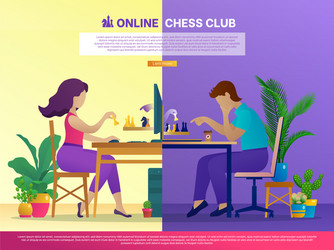 Online chess club landing page template vector