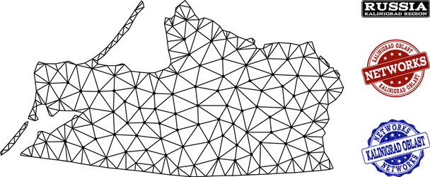 polygonal network mesh map of kalinigrad vector image