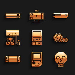 set retro arcade game machine portable video vector image