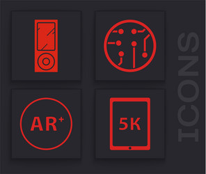 set tablet with text 5k music player processor vector image